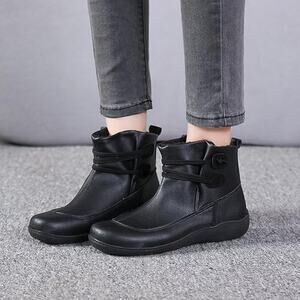 Ankle Boots Round Toe Casual Comfortable Lightweight Black Size 9US /40CN